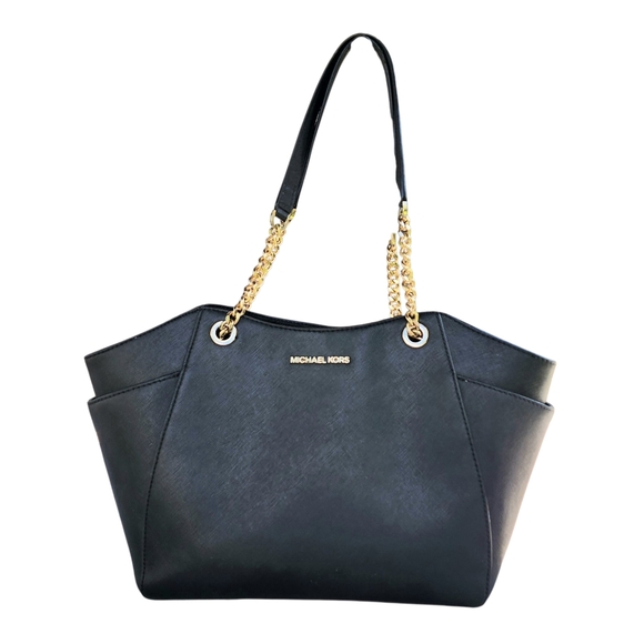 Michael Kors Jet Set Saffiano Leather Travel Large Chain Tote Bag - Picture 1 of 11